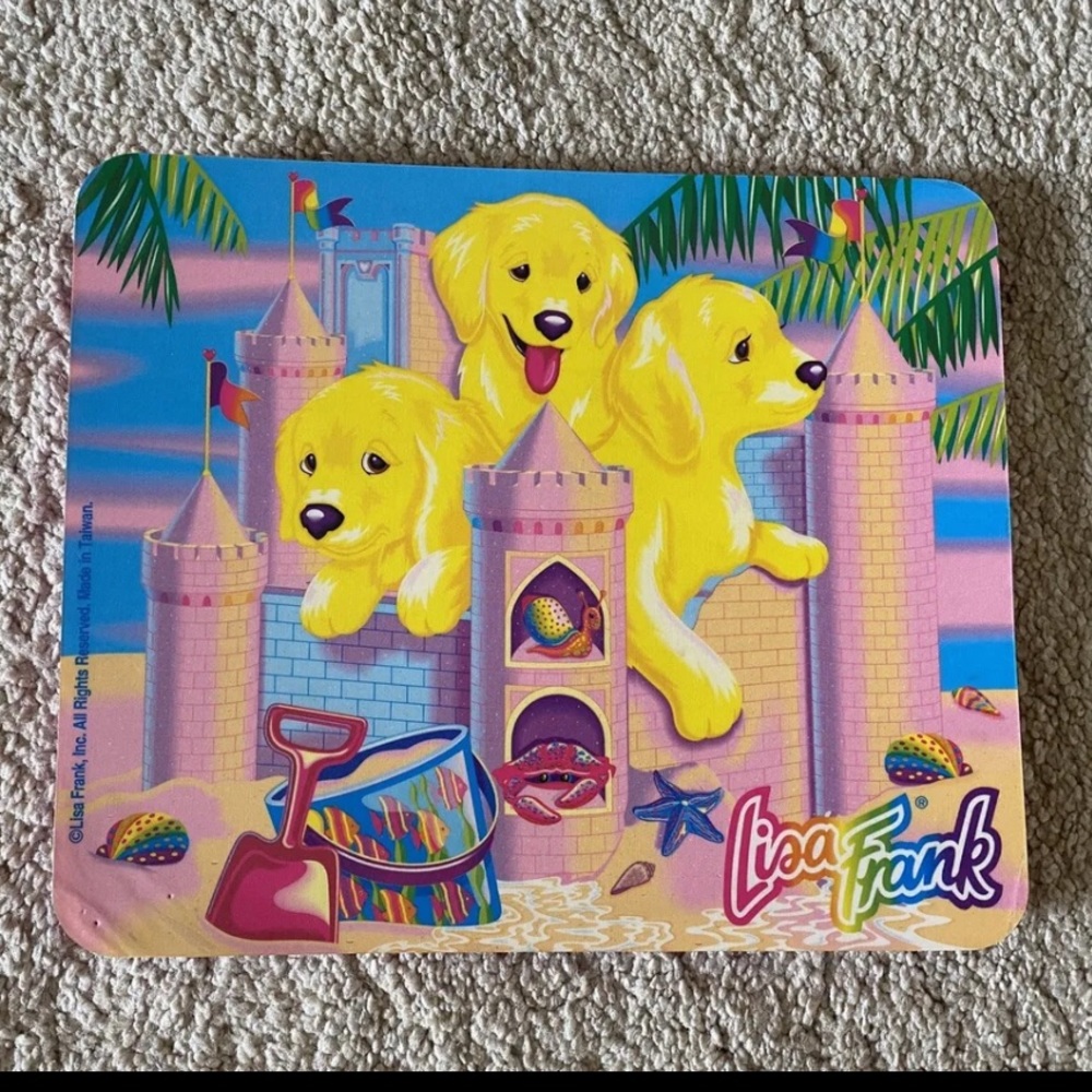 Vintage Lisa Frank Sandcastle Puppies Mousepad